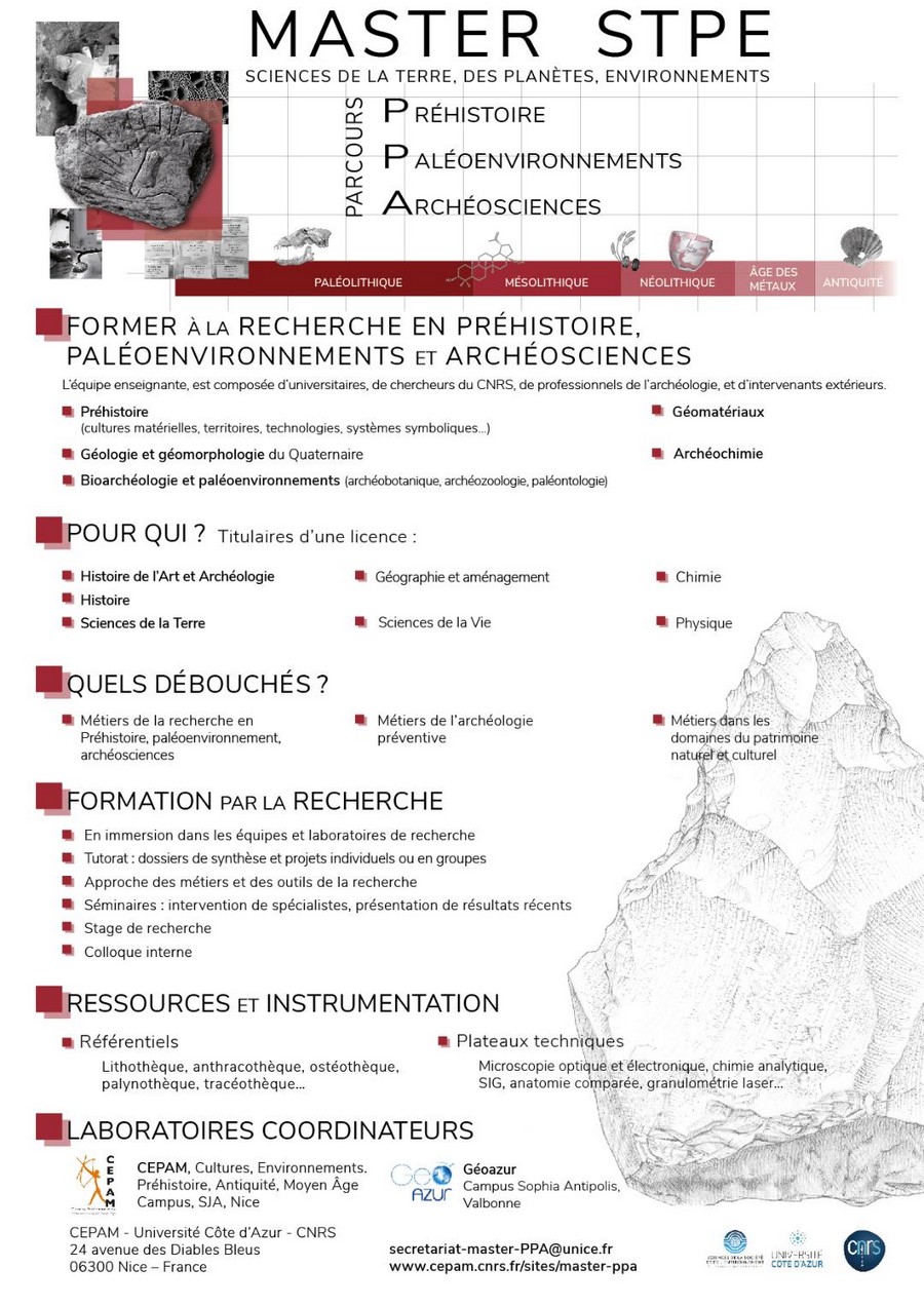 France - Master Préhistoire, Paléoenvironnement, Archéosciences (PPA) de l’Université Côte d’Azur.