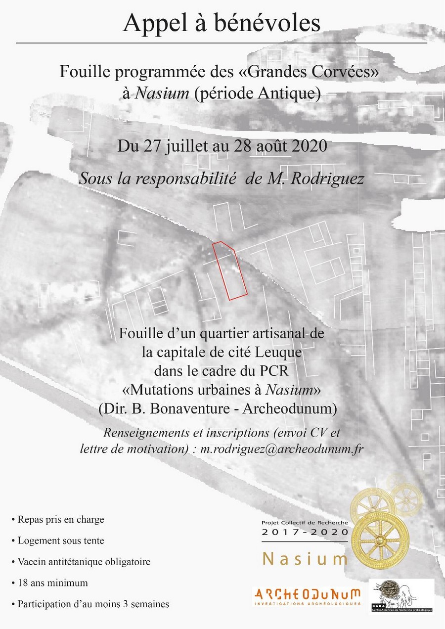 France - Appel à bénévoles - Fouille programmée des "Grandes Corvées" à Nasium (période antique) du 27 juillet au 28 août 2020