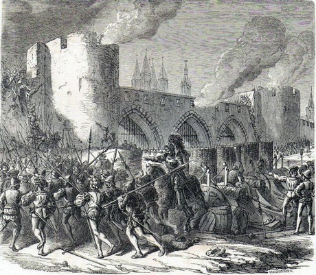 Pont des Trous - Tournai - Gravure - 19&egrave;me